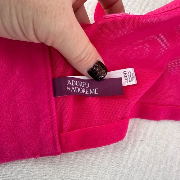 Adored by Adore Me Morgan Lace Push Up Bra Hot Pink 40DD Like New - Picture 4 of 6